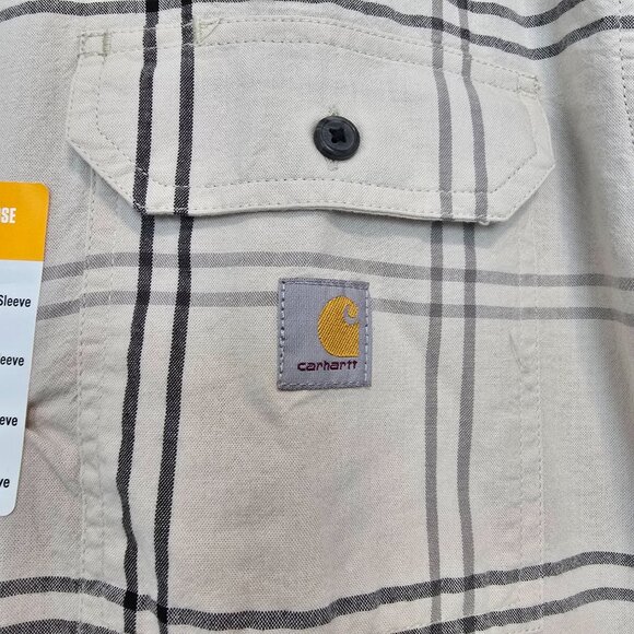 NWT Carhartt Plaid Button Down Shirts Mens Size L Cream - Picture 6 of 7